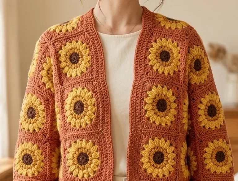 Terracotta Sunflower Cardigan Crochet Pattern