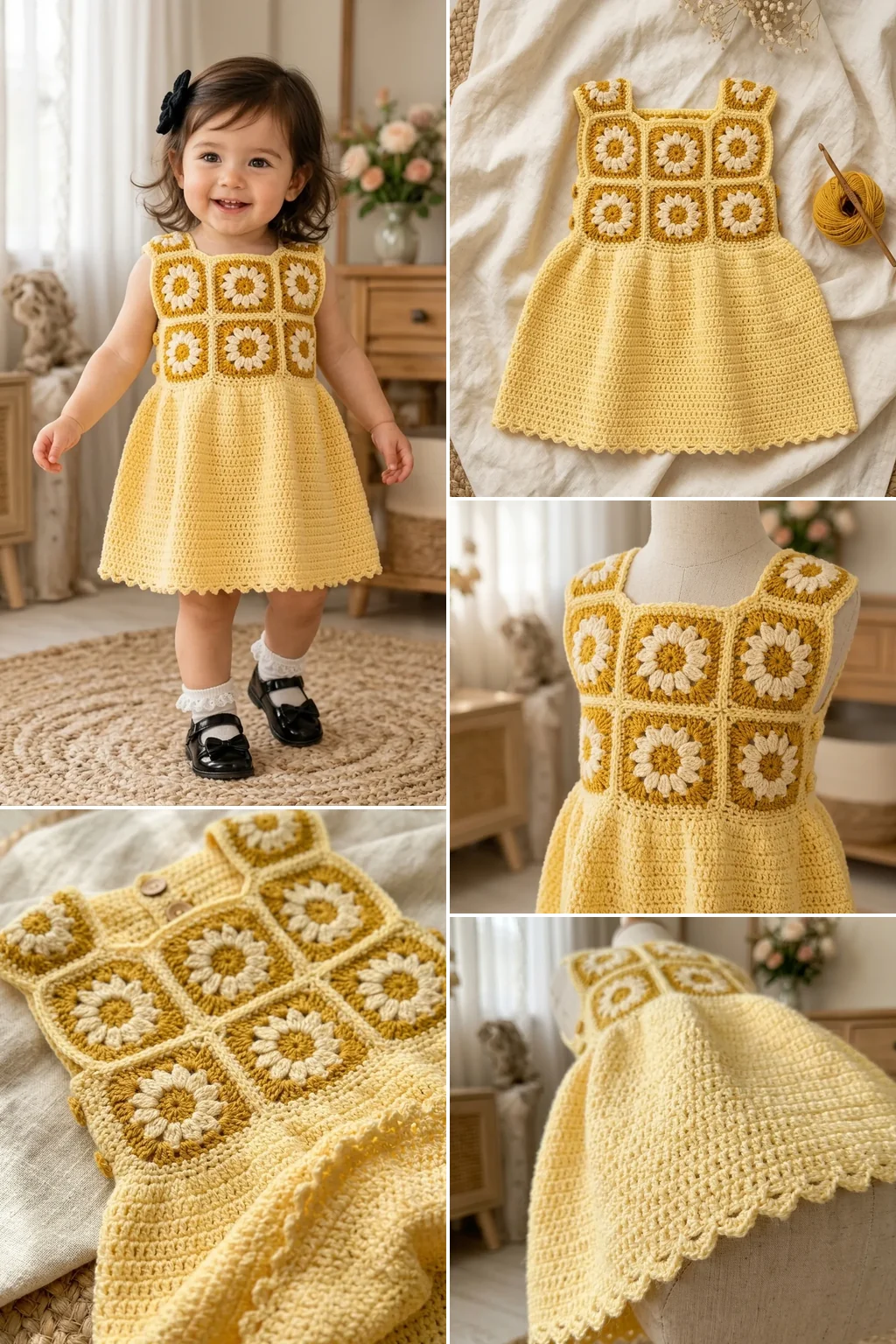 Sunshine daisy baby dress crochet pattern ideas