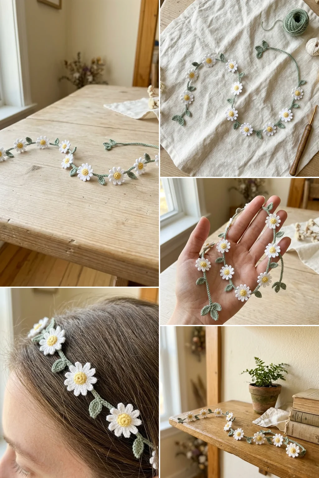 Daisy meadow hair vine crochet pattern ideas