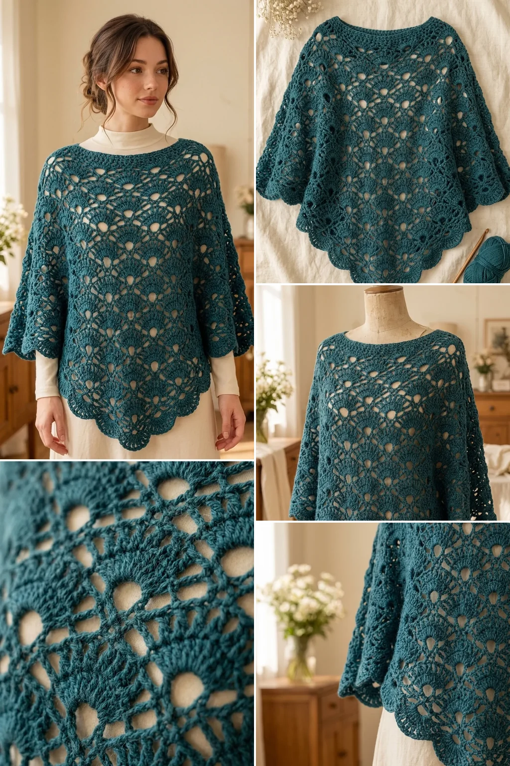 Peacock fan poncho crochet pattern ideas