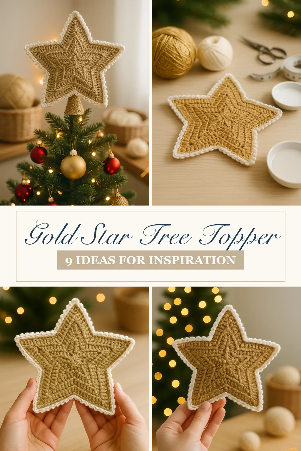 Gold star tree topper crochet ideas