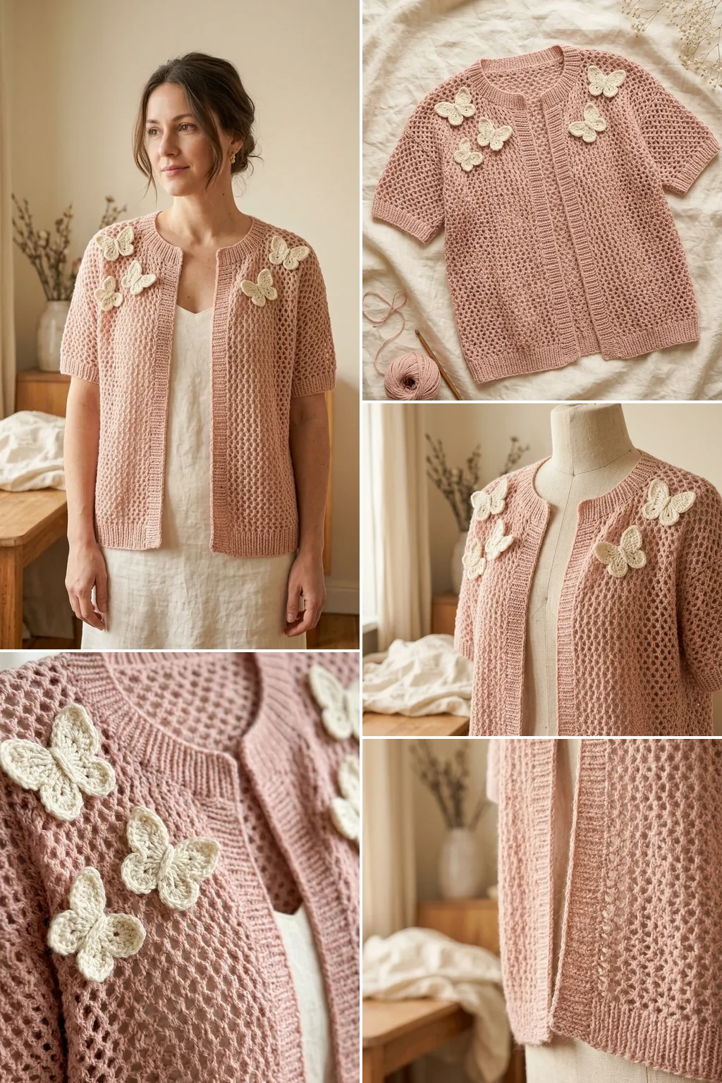 Blush butterfly cardigan crochet pattern ideas